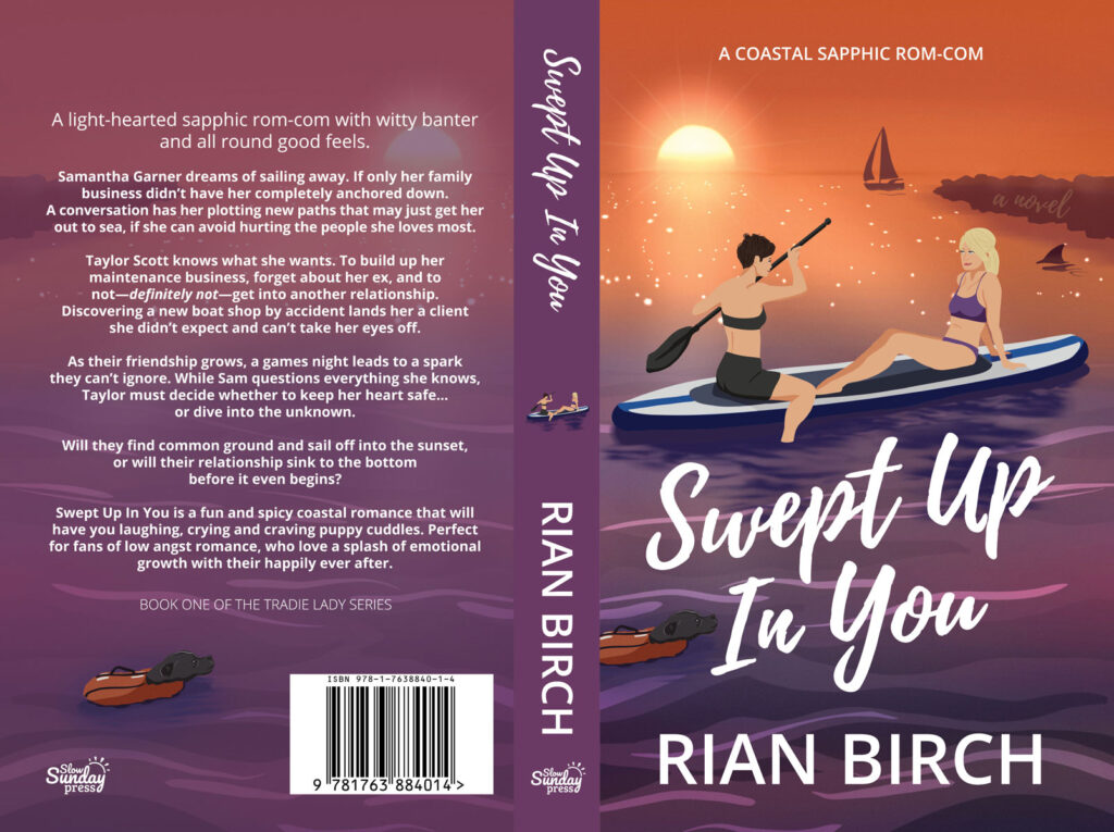 A mock up of the final print design for the cover of 'Swept Up In You'.