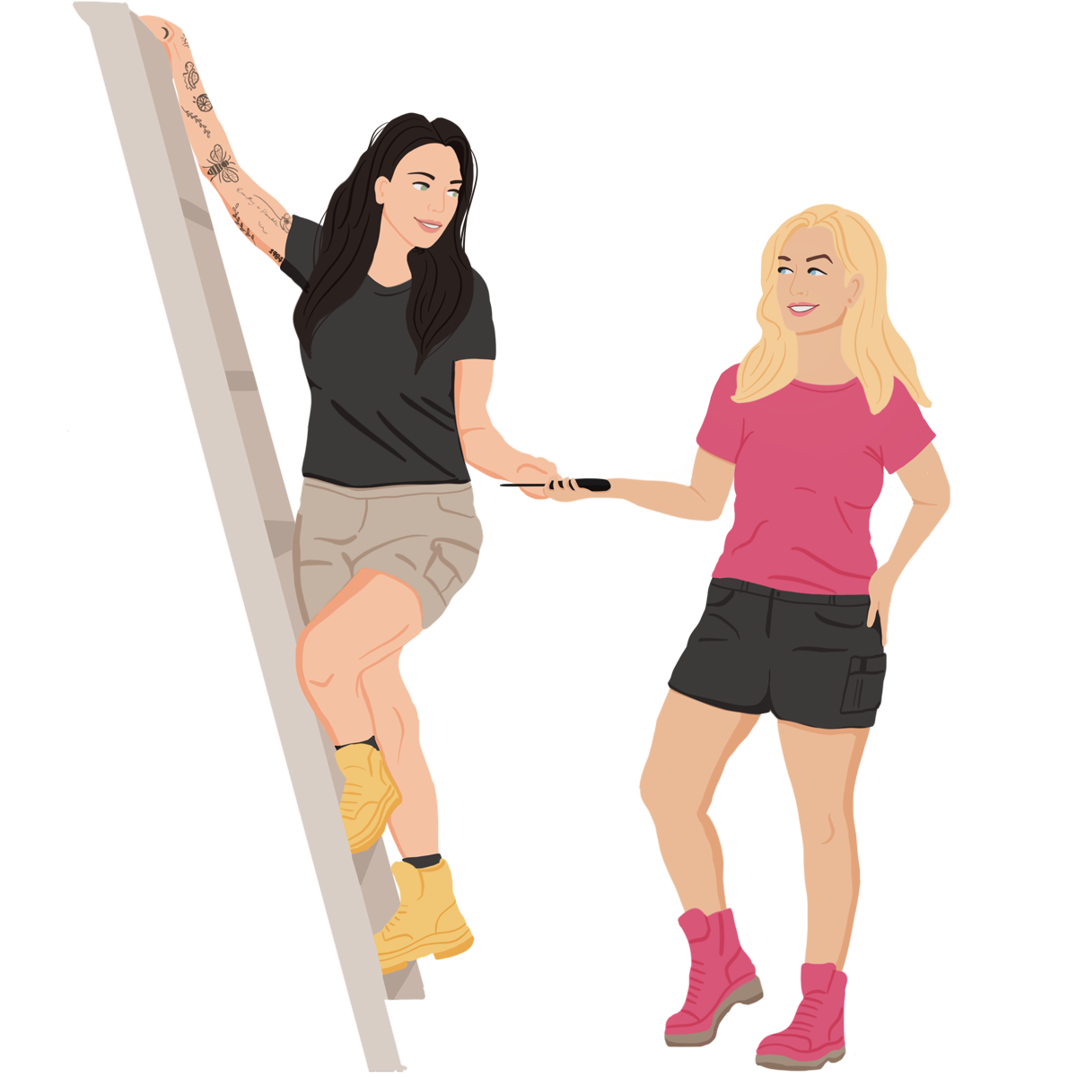 Illustration of two characters from a book. 